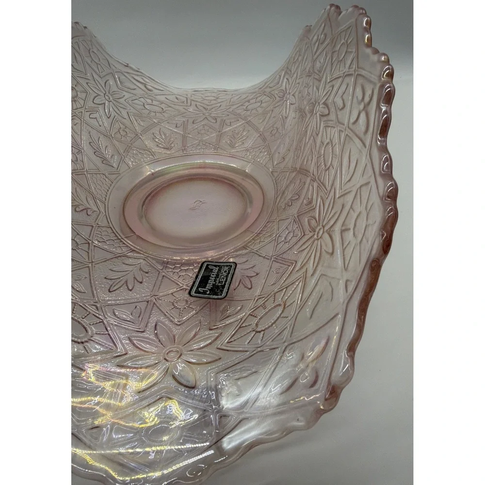 Lenox Imperial Glass Banana Boat,‎ Pink Iridescent Fruit Bowl, Hattie Pattern